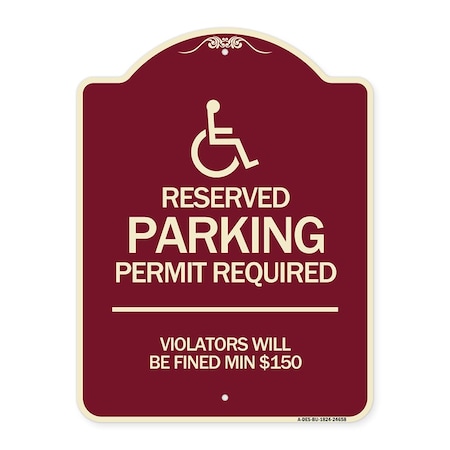 Signmission Connecticut Reserved Parking Permit Required Violators Fined Min $150 Alum, 24" x 18", BU-1824-24658 A-DES-BU-1824-24658